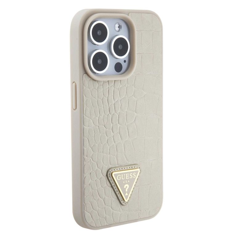 Guess Croco Case with Triangle Logo - Gold - iPhone 15 Pro Max