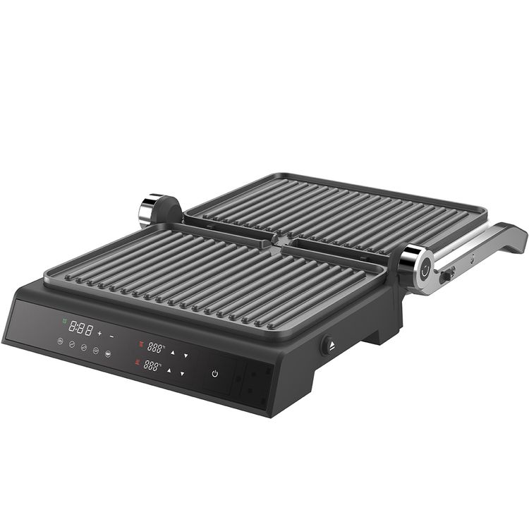 Porodo Lifestyle Glasstop Digital Grill with Removable Grill Plate, 5 Preset Options, 180° Flat Open & 105° Adjustable Lid, 90°C to 230°C Temperature Control - Black