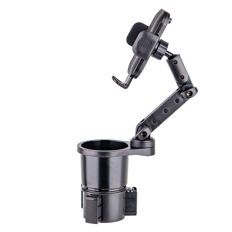 Green Lion 2-in-1 Flexgrip Car Cup Holder & Phone Mount, Expandable Phone Holder with Support Blocks, 64-92mm Phone Size Compatibility, Adjustable Base & Arms with 360° Rotation, Anti-Slip Rubber Pads, Anti-Shake & Universal Fit - Black