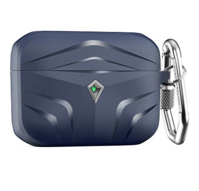 AhaStyle Premium Silicone Rugged Design Case with Anti-Lost Carabiner Keychain Compatible for AirPods Pro, Scratch Resistant, Shock Absorption, Drop Protection, & Dustproof Protective Silicone Cover Suitable with Wireless Charging - Midnight Blue