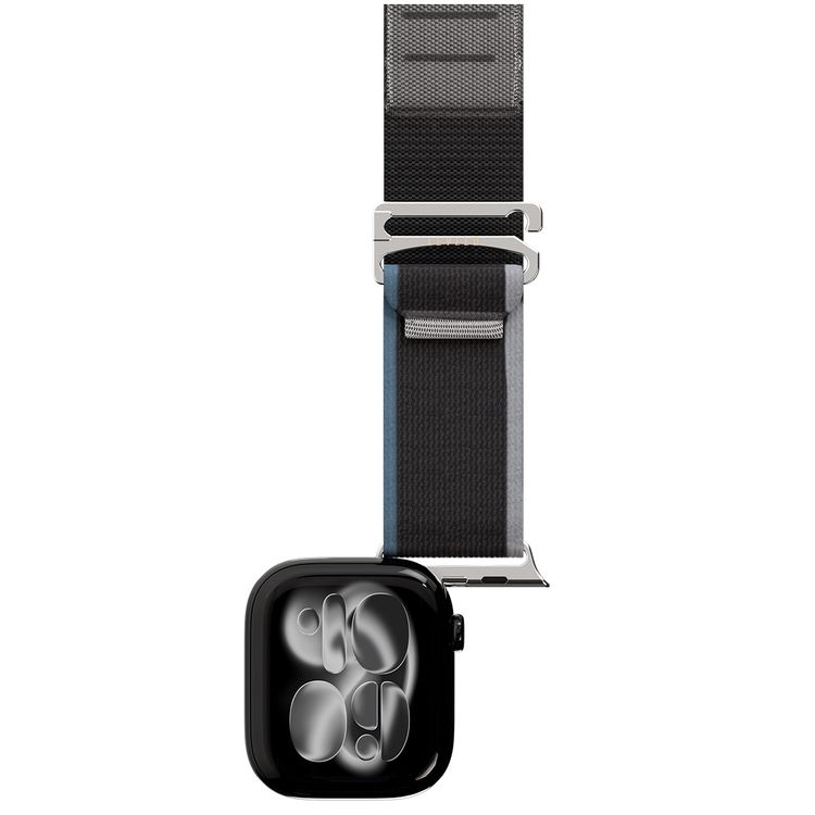 Levelo Malo Nylon Watch Strap with Unique Woven Structure, Sweat & Water Resistant, Lightweight Nylon, Adjustable Strap Fit, Quick Strap Setup, Adjustable G-Buckle Closure Type, 135mm – 210mm Fit Size Range, Compatible with Apple Watch 49mm / 46mm / 45mm / 44mm / 42mmm - Gray