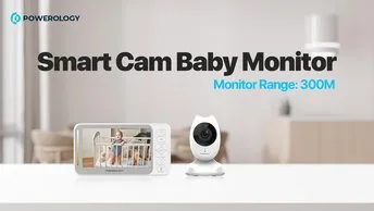Powerology Smart Cam Baby Monitor in UAE | 4.35" Screen Size, 300m Monitor Range - White | (PWBMCWH)