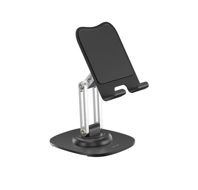 Green Lion M4-Foldable Phone & Tablet Holder, Up to 300g Load Capacity, 360° Rotation, Compatible with 4-12.9" Devices, Non-Slip Silicone Pad, Strong Metal Base, Triaxial & Foldable Design - Black