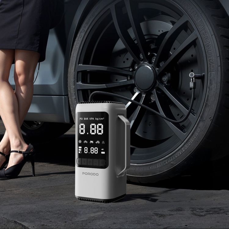 Porodo 6-in-1 Multifunction Power Tool with 8000mAh Power Bank, 1000A Jump Starter, 273m/s Blower, 5000Pa Car Vacuum, 200 Lumens LED Lights with SOS Mode, 22L/min Tire Inflator, 284m/s Suction Speed, 5000Pa Max Pressure, 1m USB-C Cable, 35cm Air Hose Length - Black / Gray