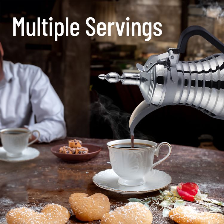 LePresso Arabic Coffee & Tea Dallah with 750mL Capacity, 800W Rated Power, Stainless Steel, Over-Heat Protection, Keep Warm Feature - Silver