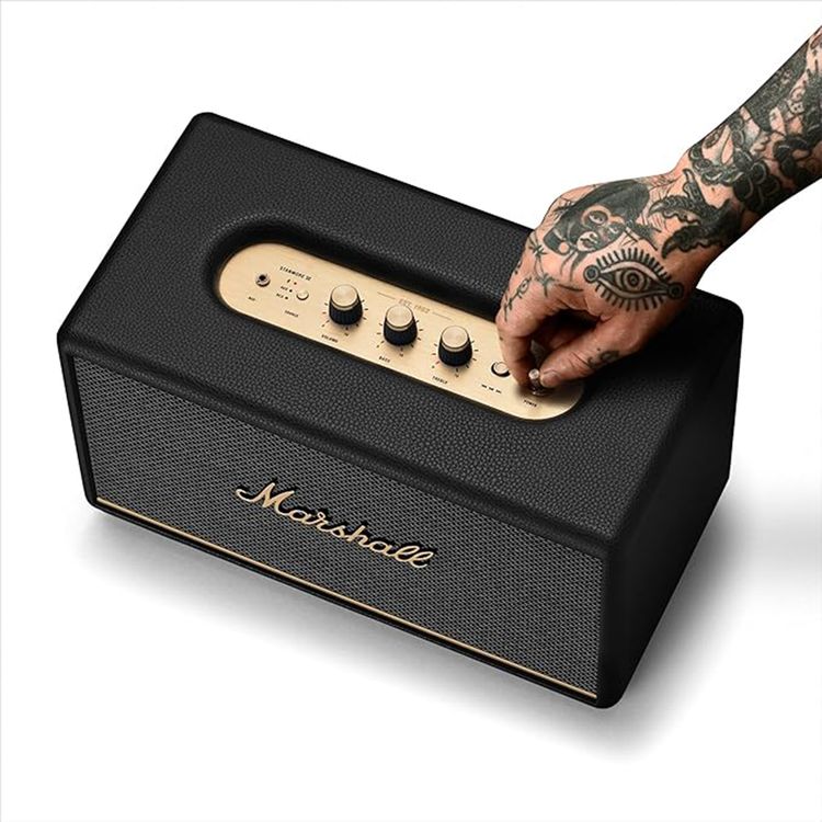 Marshall Stanmore III Wireless Portable Stereo Bluetooth Speaker, 10m Bluetooth Range, Bluetooth Version 5.2, Iconic Marshall Styling, High-quality Materials, Dynamic Loudness - Black