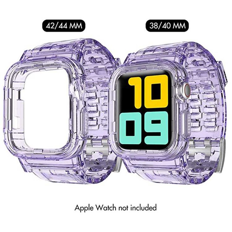 AhaStyle Transparent TPU Watch Band with Rugged Bumper Case Compatible for 38 / 40mm, Fit & Comfortable Replacement Wrist Band, Adjustable Straps - Lavender