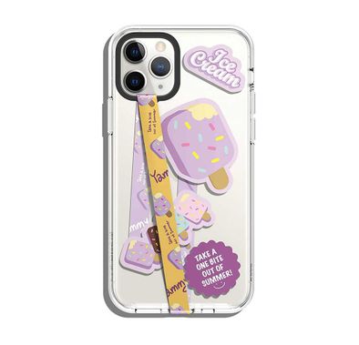 Elago Phone Strap for Smartphones, Stays Securely Attached, Double Sided Design for Variation, More Freedom to do more w/ Secure Strap - Yellow Strap &amp; Blueberry Ice Cream