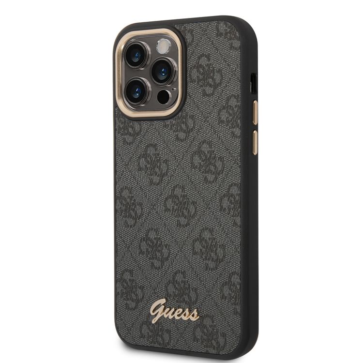 Guess PC/TPU 4G PU Case with Metal Camera Outline & Buttons iPhone 14 Pro Compatibility - Black