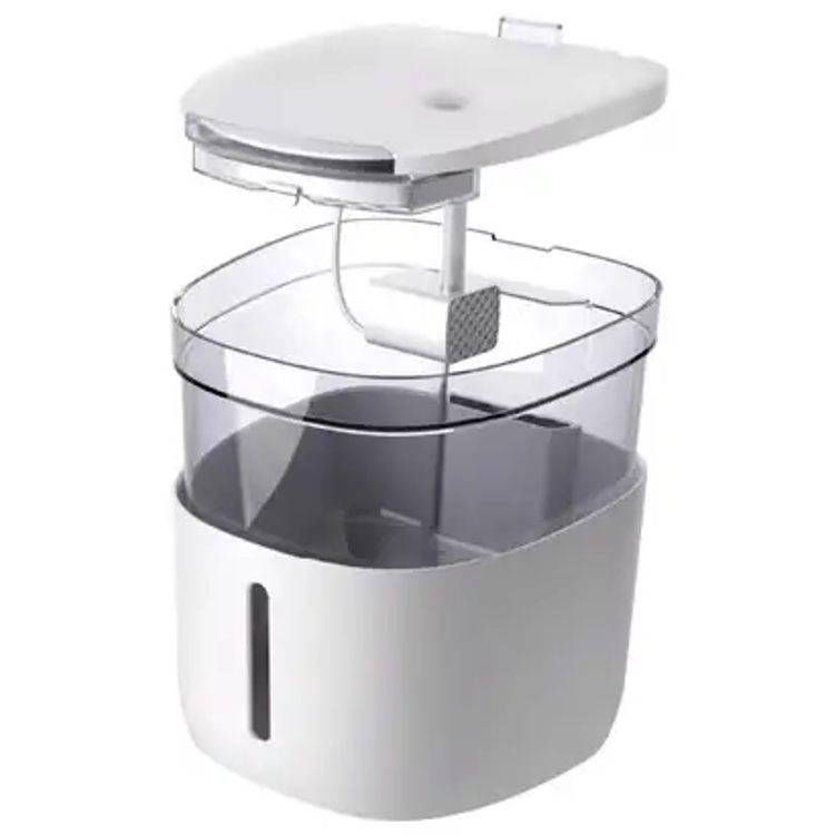 Petoneer Fresco Mini Plus Fountain with 1.9L Capacity, 5 Filtration Stages, Up to 7° Tilting Angle, Large Drinking Container, LED Indicator, Anti-Slip Pad, UV Sterilizing Tube - White