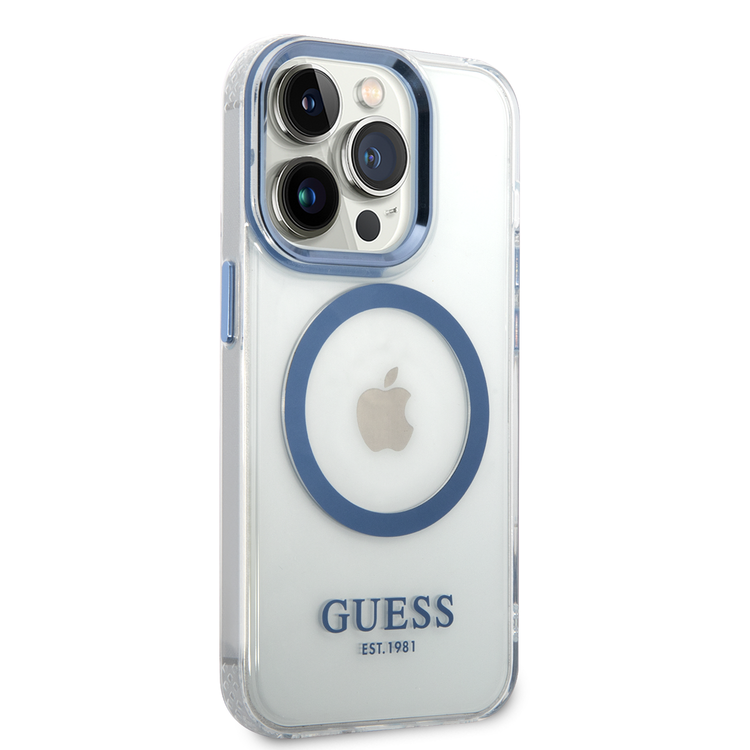 Guess Magsafe Compatibility Transparent Outline iPhone 14 Pro Max Compatibility - Blue