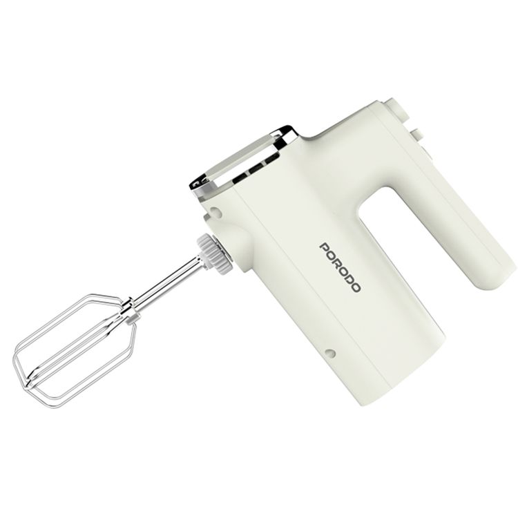 Porodo Lifestyle Spill-Proof Dual Mode Mixer, 6 Speed Settings, Easy Maintenance, Feeding Window Access, Folds Batter & Kneads Dough - White / Silver