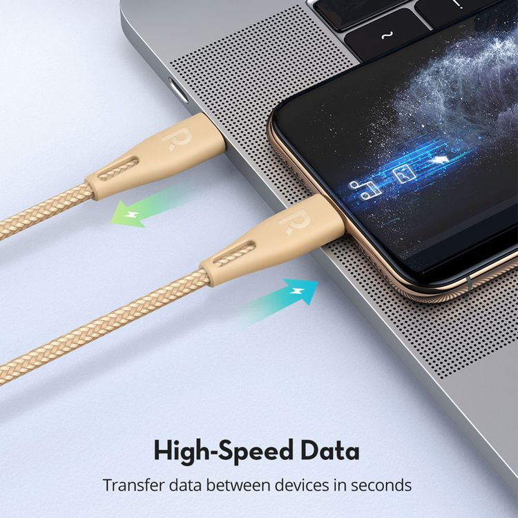 iPhone Cable to Type-C RAVPower RP-CB1004GLD Lightning Cable to Type-C - Gold