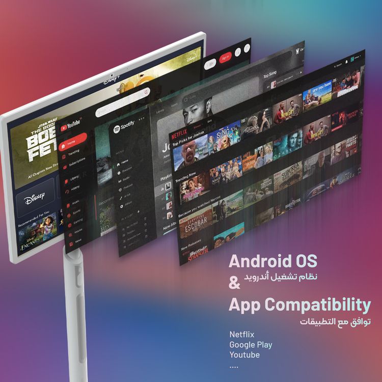 باورولوجي شاشة أندرويد ذكية مقاس 32 بوصة بسعة بطارية 15000 مللي أمبير، كاميرا 13 ميجابكسل، نظام تشغيل أندرويد 13، دقة شاشة 1920 × 1080 بكسل - باللون الأبيض.