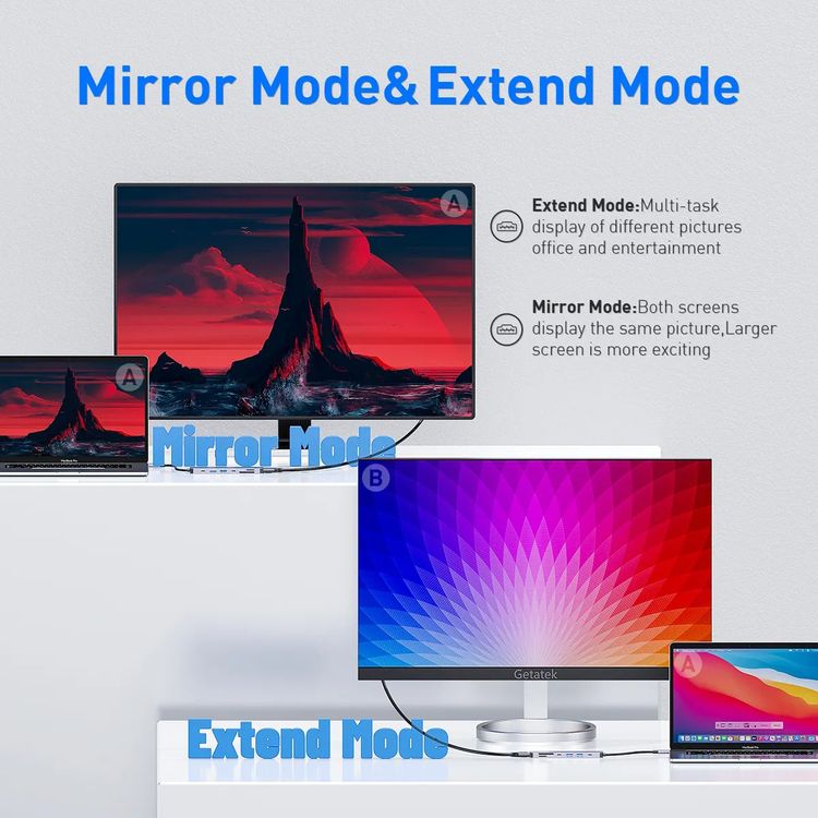 Porodo Blue 7 Ports USB-C HUB 4K HDMI & Dual USB-C, 100W PD, Card Reader, Plug and Play, Hot Swappable, Windows/Mac OS/Android - Gray