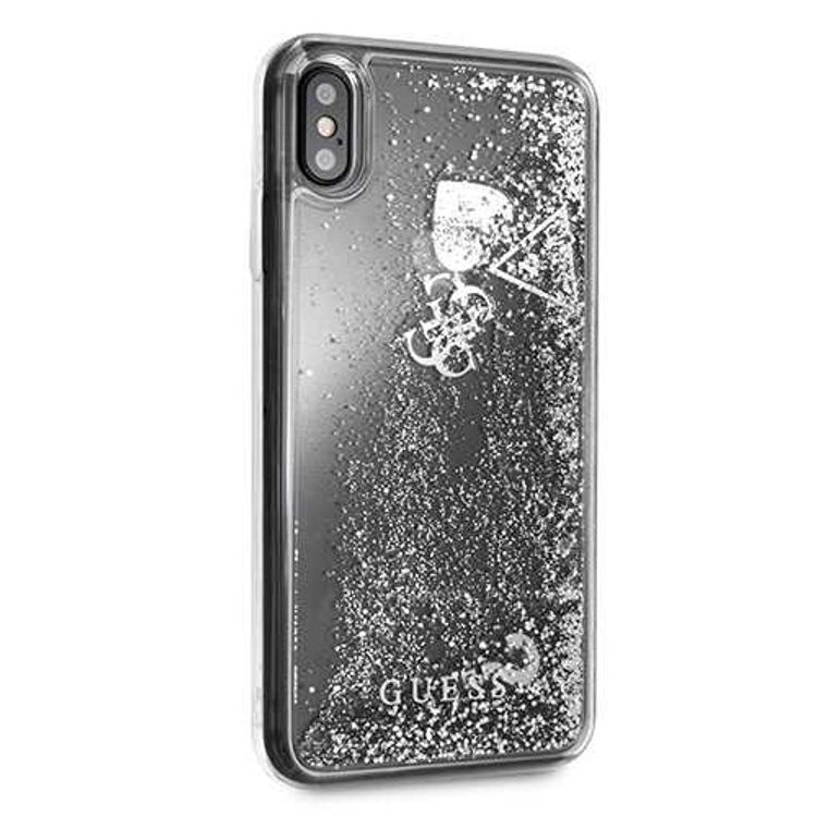 CG MOBILE Guess Hearts Glitter Hard Phone  Case Compatible for iPhone Xs Max Officially Licensed - Silver
