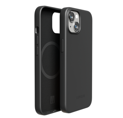 Levelo Iris Magsafe Compatibility Liquid Silicone Case for iPhone 14, Magsafe Compatible, Camera lens Protection, Shock-Proof Edges - Black