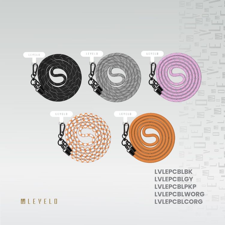 Levelo Everly Phone Crossbody Lanyard, Lightweight Design, Adjustable Straps with 1.2m Length, Hypoallergenic Material, Universal Compatibility - Black