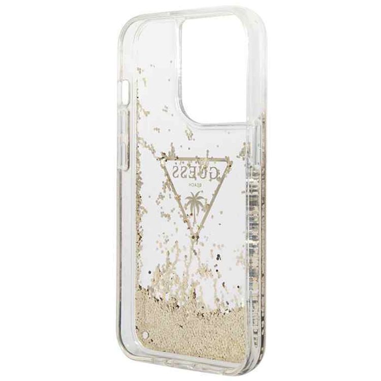 Guess HC Liquid Glitter Case with Triangle Guess Logo - Transparent - iPhone 15 Pro