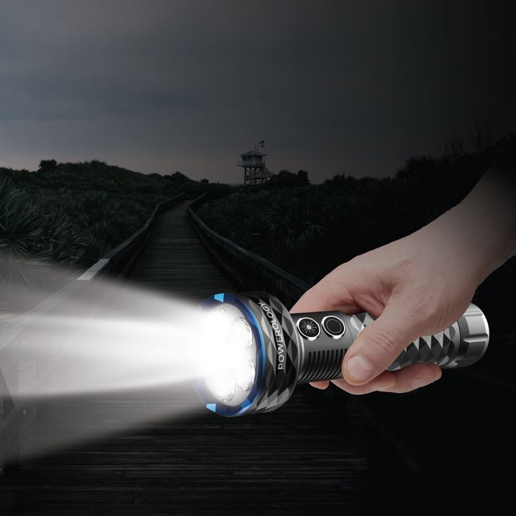 Powerology Lumos 4000mAh Work Light with Laser Pointer, 12 Hours Working Time, Dual Light Mode, IK07 Impact Resistance Level, IPX4 Water Resistance Level, Type-C Charging Port - Black