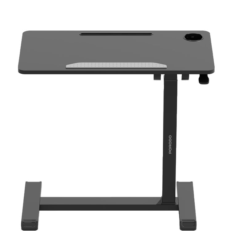 Porodo Bedside & Standing Desk for Tablet & Laptop with Cup Holder, Adjustable Height, 10kg Maximum Load, Hidden Wheel Design, Up to 90° Tilt Angle - Black
