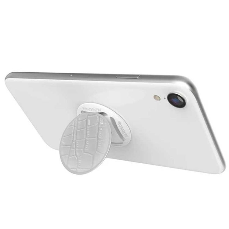 Nuckees Crocodile Vegan Leather Stand and Grip with Snug-hug Technology Compatible for Smartphones Fuchsia