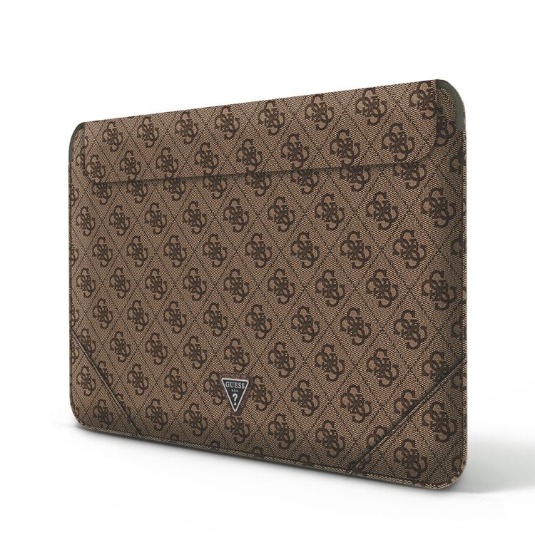 CG Mobile Guess GUCS16P4TW 4G Uptown PU Computer Sleeve with Metal Triangle Logo 16" Protection Bag for or Macbook / Laptop up to 16 inches, Suitable for Outdoor - Brown