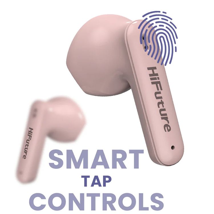 HiFuture ColorBuds 2 with Smart Touch Controls, Up to 20 Hours Play Time, Light & Perfect Fit, Superior Talking Quality, Stable Connection, Matte Finish, Soft Bass Sound - Pink