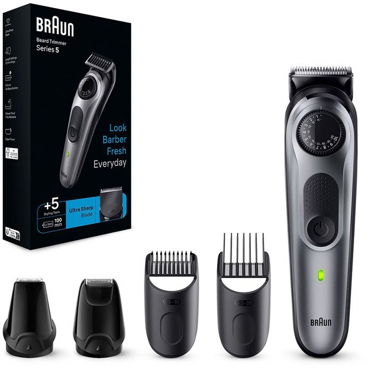 Braun BT5440 Beard Trimmer 5 with Precision Wheel - Gray
