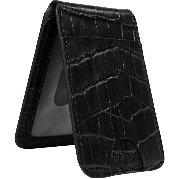 Green Lion Mag Wallet Holder with Genuine Leather Material, Phone Holder, Multiple Pockets, Powerful magnet, Strong & Slim Design - Black