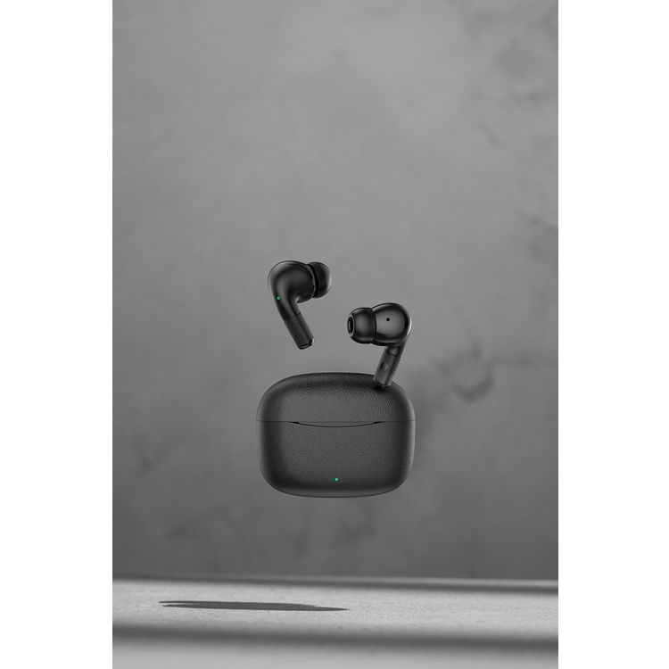 Green Lion Santorini 2 True Wireless Earbuds with Touch Controls, Up to 5 Hours Play Time, ABS Material, 2500 Hours Standby Time, 13mm Speaker Size, ENC Dual Microphones, High-Quality Sound, Voice Assistant - Black