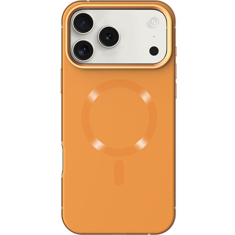 Levelo Opulis MagSafe Frosted Case for iPhone 17 Pro Max, Liquid Silicone Comfort, Anti-Scratch, Aluminum Alloy Frame for Camera & Edges, Anti-Fingerprint, Strong Magnets, Multi-Layer Design, Shock-Resistant Bumper, Non-Slip Surface - Sunrise Orange