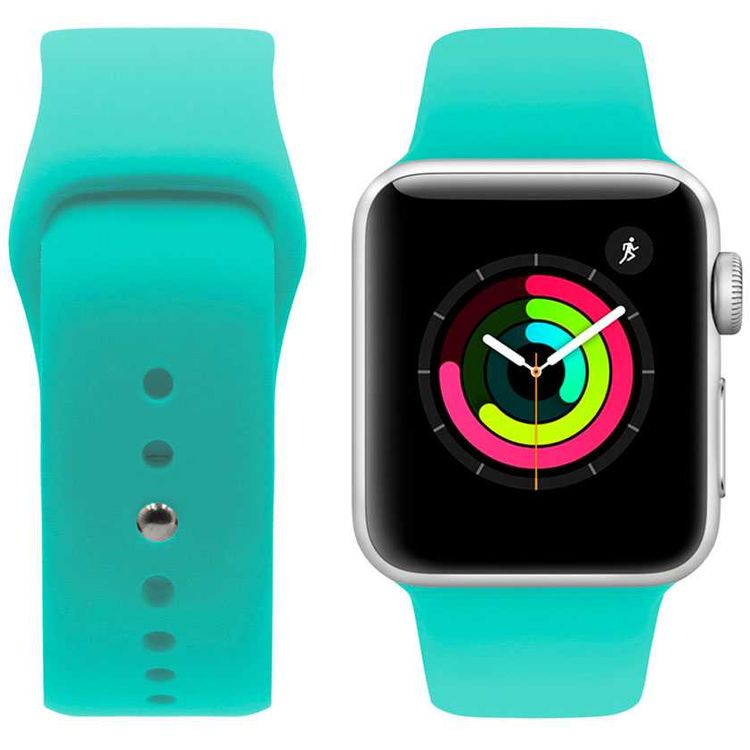 iGuard by Porodo Silicone Watch Band, Fit & Comfortable Replacement Wrist Band, Adjustable Straps Compatible for Apple Watch 44mm / 42mm - Teal