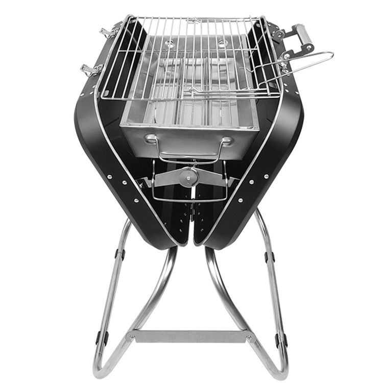Porodo Lifestyle Portable Folding BBQ Grill with Steel Cooking Mesh, 17-inch Grilling Area, Camping Trip, Backyard Parties & Beach Outings, Easy to Clean, Quick Setup - Black