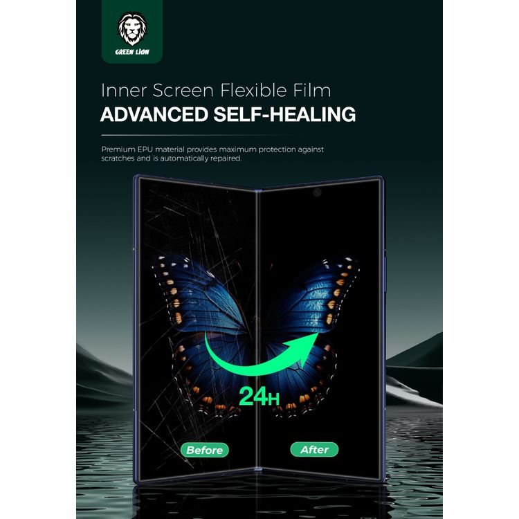 Green Lion Fold Privacy Protection Pack for Z Fold 7 with Maximum Coverage, Self-Healing Tech, Highly Responsive & Touch Sensitive, Anti-Scratch, Keep HD Clarity - Black