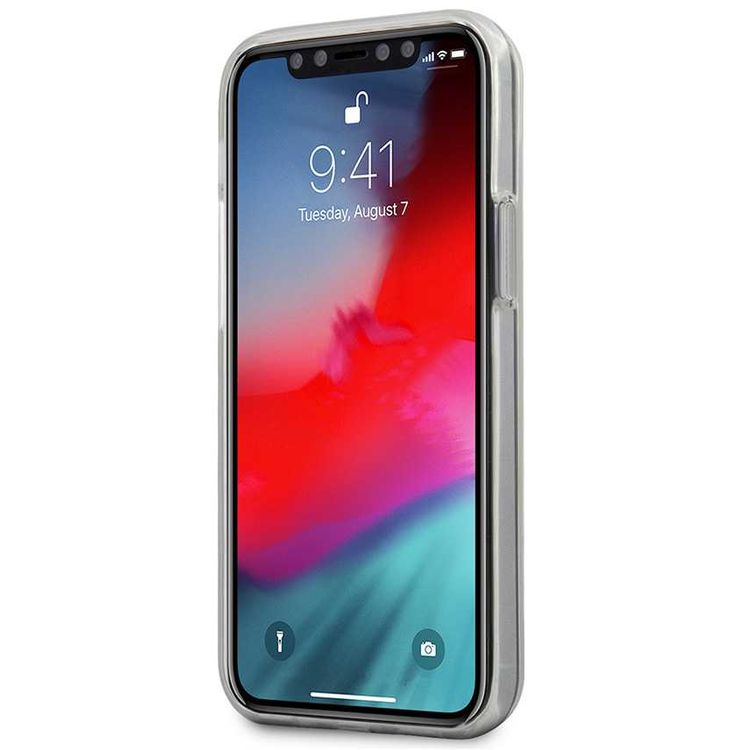 CG Mobile Guess PC/TPU 4G Pattern Hard Phone Case Compatible for iPhone 12 Mini (5.4") Shock Resistant Mobile Case Officially Licensed - Transparent