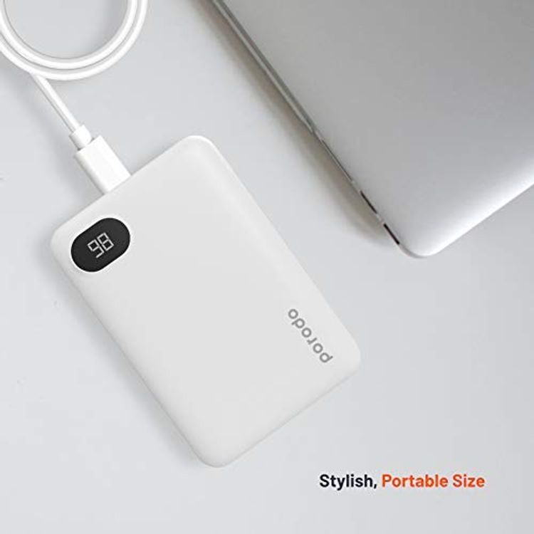 Porodo 4-Port Power Bank with Digital Power Display - 10000 mAh - White