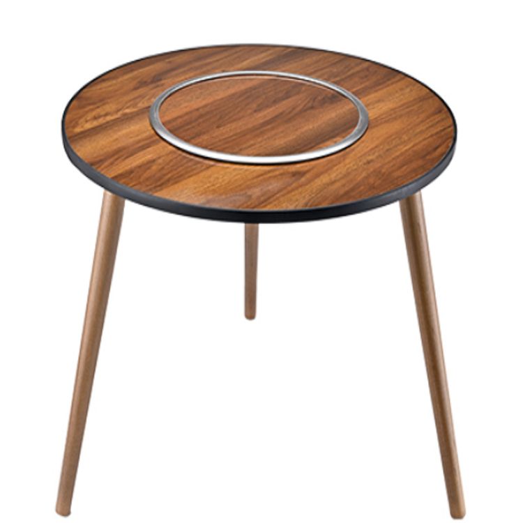 Porodo Lifestyle Multi Purpose Camping Round Table with 50 kg Weight Capacity, MDF Board + Birch Wood + Stainless Steel Material, Grill Pan & Gril Net - Brown