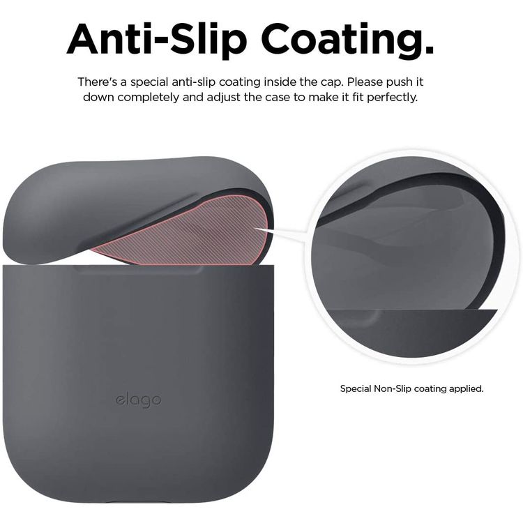 Elago Basic Skinny Case Compatible for Apple AirPods 1&2 Generation, Upgraded Premium Silicone, Front LED Visible, Scratch Resistant, Drop Resistant, Dustproof and Absorbing