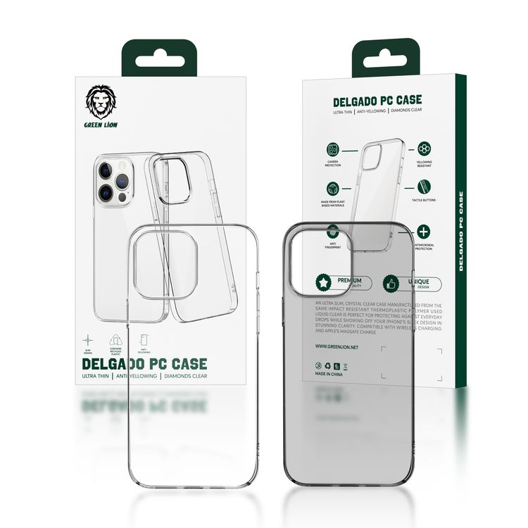 Green Lion Delgado PC Case for iPhone 13 Pro Max 6.1",  Drop Protection - Clear