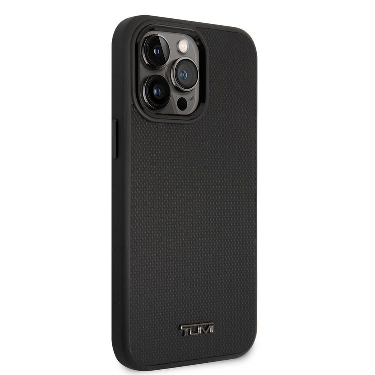 Tumi HC Leather with MagSafe Embossed Ballistic Pattern Case iPhone 14 Pro - Black