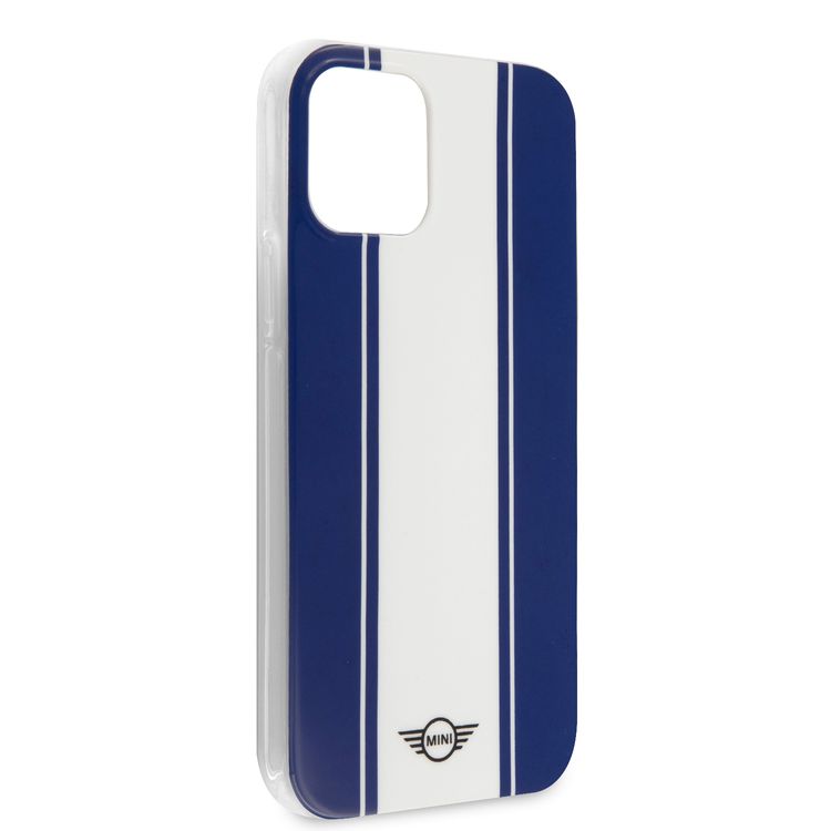 Mini Cooper PC/TPU Horizontal Stripes Hard Case for iPhone 12 Pro Max (6.7") - Navy Blue