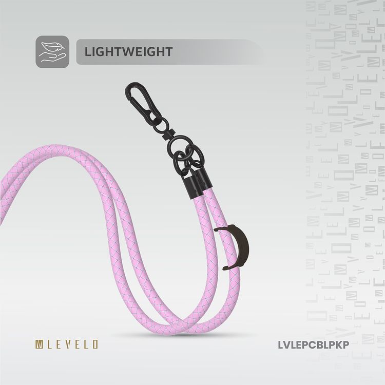 Levelo Everly Phone Crossbody Lanyard, Lightweight Design, Adjustable Straps with 1.2m Length, Hypoallergenic Material, Universal Compatibility - Pink pearl