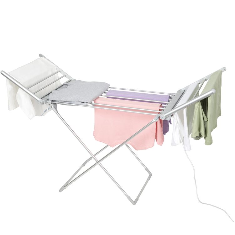Porodo Lifestyle Electric Heated Indoor Clothes Dryer with 2m UK 3-Pin Plug, 15kg Load Capacity, 20 Heating Tubes, Quick Access Power Switch, 230W Rated Power - Silver