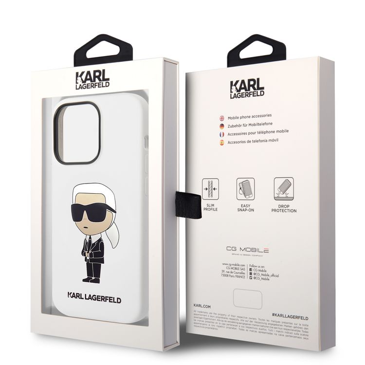 Karl Lagerfeld Magsafe Liquid Silicone Case With Ikonik NFT Logo iPhone 14 Pro Max - White