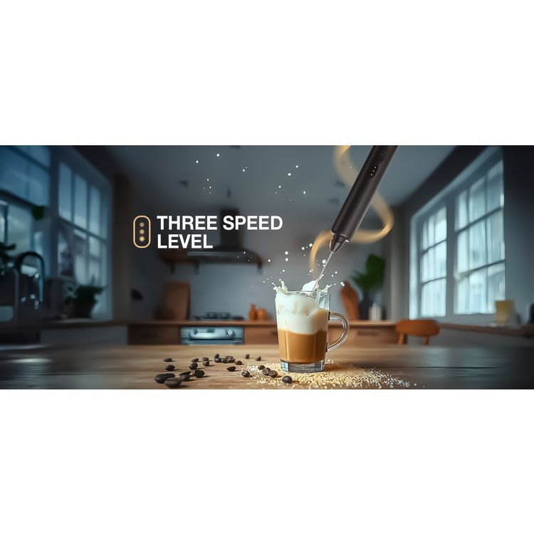 LePresso الخفاقة متعددة الوظائف 3 في 1 مع مضارب قابلة للتبديل، منفذ شحن Type-C، سعة بطارية 1500 مللي أمبير، سرعة محرك 6500 دورة في الدقيقة، 3 مستويات للسرعة - أسود