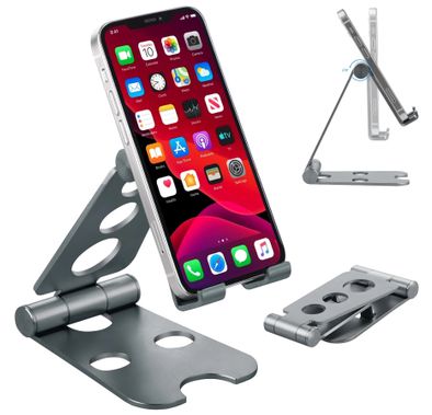 Powerology Universal Foldable Stand, Compatible for Smartphones & Tablets - Silver