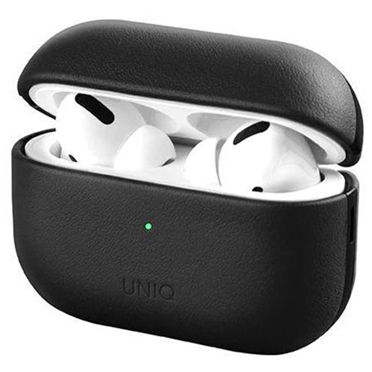 Uniq Terra Genuine Leather Case for AirPods Pro (1st Gen & 2nd Gen), Inner Microfiber Lining, Braided Wrist Strap, Wired and Wireless Charging