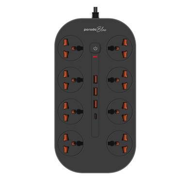 Porodo 8AC Universal Power Strip with Premium Materials, ...
