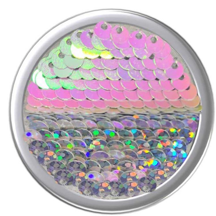 Nuckees Reversible Sequins Stand and Grip with Snug-hug Technology Compatible for Smartphones - Magnetic Mount Friendly Kickstand - 360° Viewing - 4-way Locking Stand - Pink